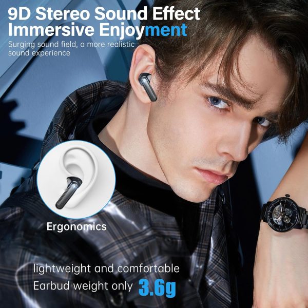 A10 Pro Wireless Earbuds, Bluetooth 5.3 Headphones HiFi Stereo 50H Playback LED Digital Display Ear Buds with ENC Noise Canceling Headset, IPX7 Waterproof Earphones for Gym/Running/Work - Black