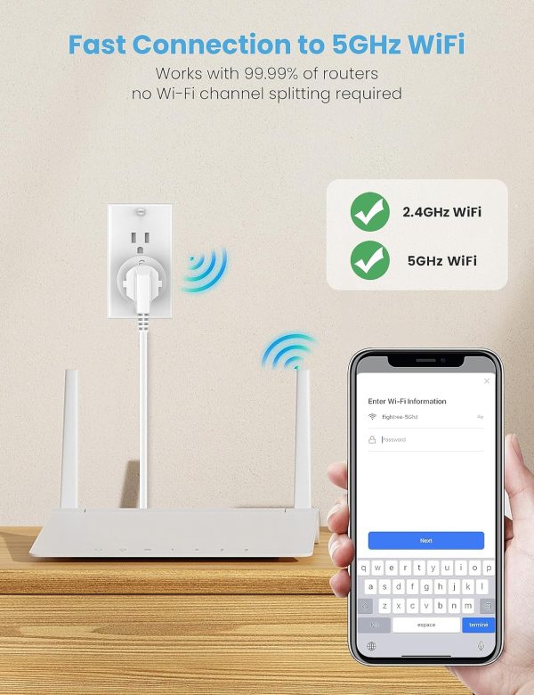 Smart Plug for 5GHz & 2.4GHz, Smart Outlet WiFi Socket with APP Remote Control, Compatible with Alexa, 2 Pack