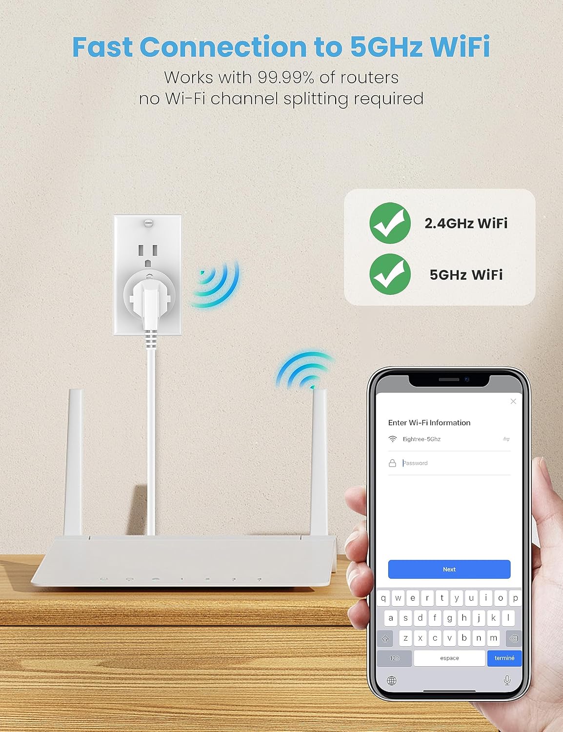 Smart Plug for 5GHz & 2.4GHz, Smart Outlet WiFi Socket with APP Remote Control, Compatible with Alexa, 2 Pack