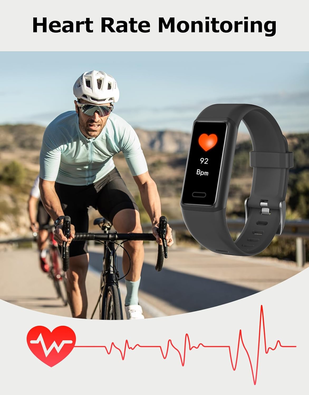 Fitness Tracker, Fitness Watches for Women Men Pedometer Watch with 24/7 Heart Rate Monitor Sleep Tracker Step/Calorie Counter Stopwatch IP68 Waterproof Activity Trackers (Dark Black)