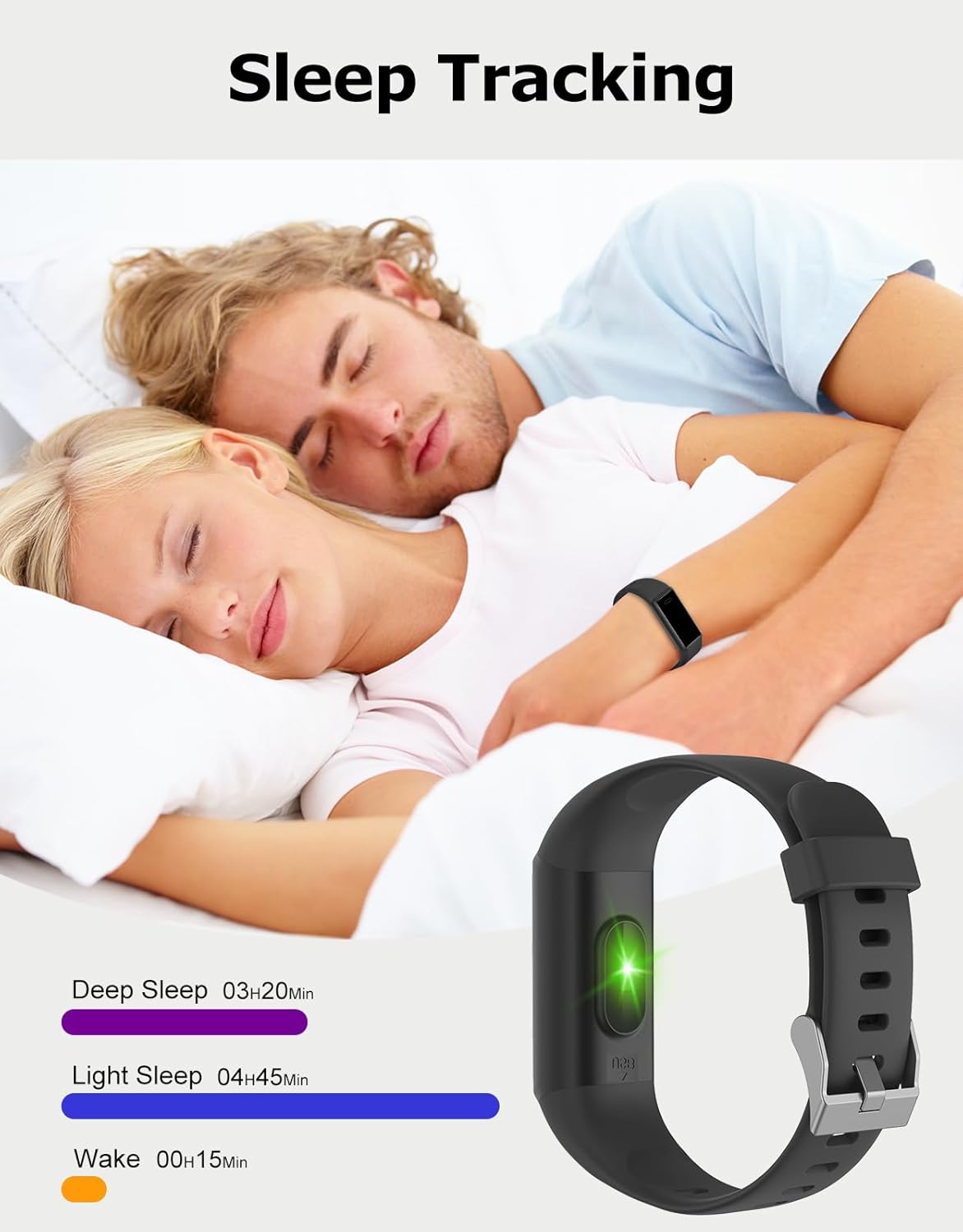 Fitness Tracker, Fitness Watches for Women Men Pedometer Watch with 24/7 Heart Rate Monitor Sleep Tracker Step/Calorie Counter Stopwatch IP68 Waterproof Activity Trackers (Dark Black)