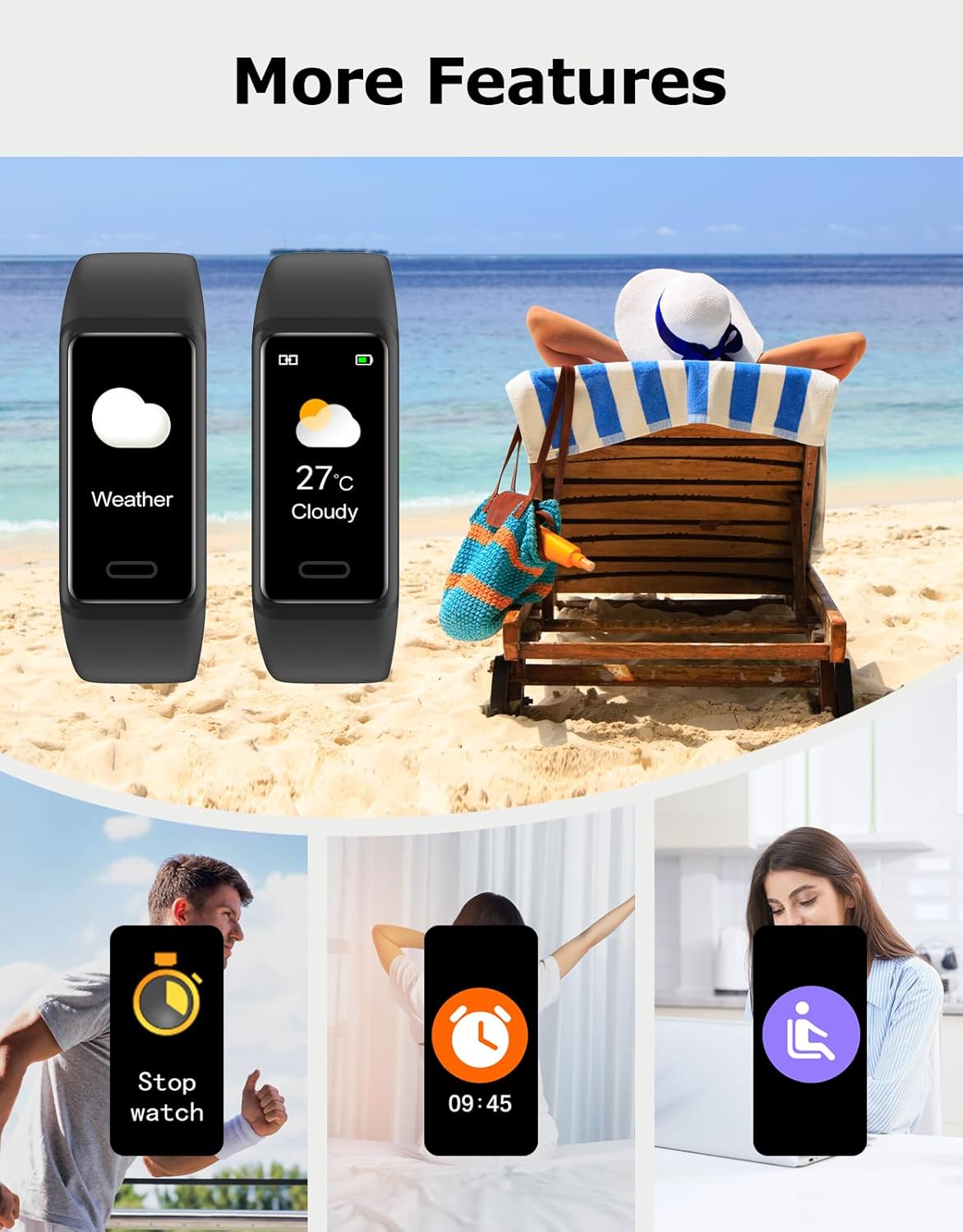 Fitness Tracker, Fitness Watches for Women Men Pedometer Watch with 24/7 Heart Rate Monitor Sleep Tracker Step/Calorie Counter Stopwatch IP68 Waterproof Activity Trackers (Dark Black)