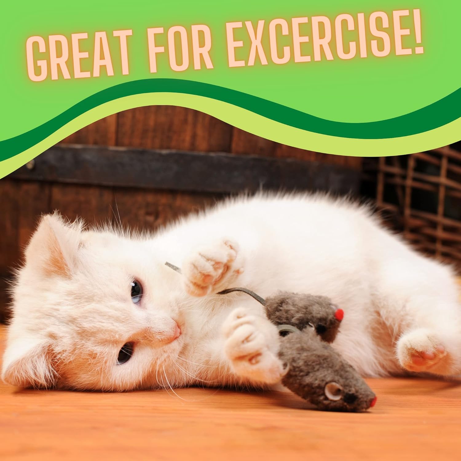 Rabbit Fur Mouse Cat Toy 12 per Pack White and Gray Fuzzy Toys for Cats with Rattle Realistic Fake mice (12)